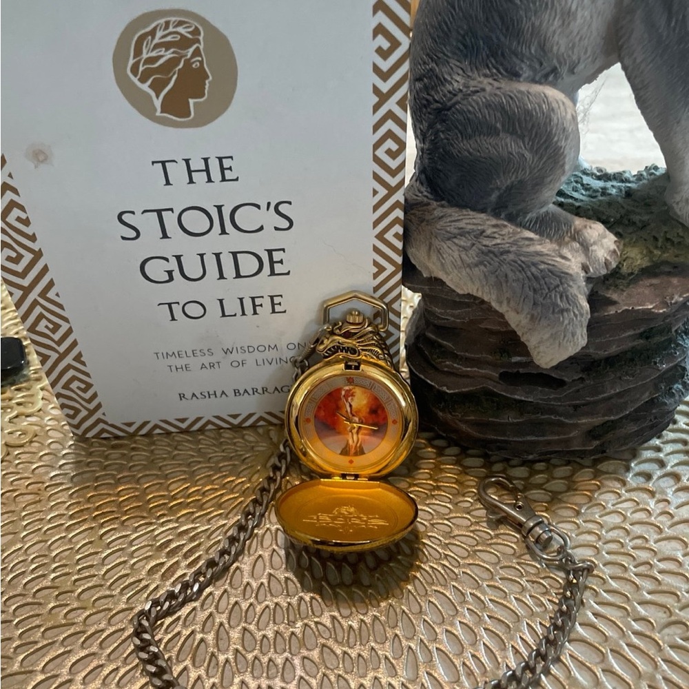 Boris Gold Pocket Watch with Chain and leather pouch